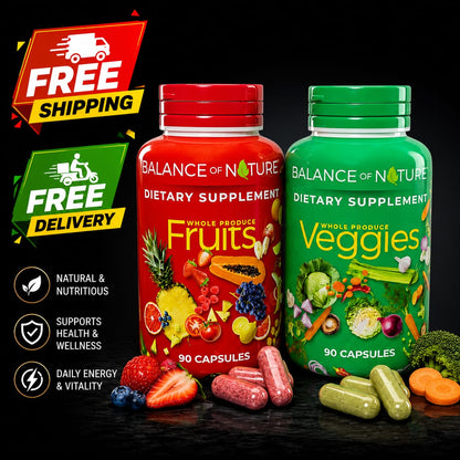 Balance of Nature Fruits & Veggies Whole Food Dietary Supplement Bundle | 90 Capsules Each | Factory Sealed