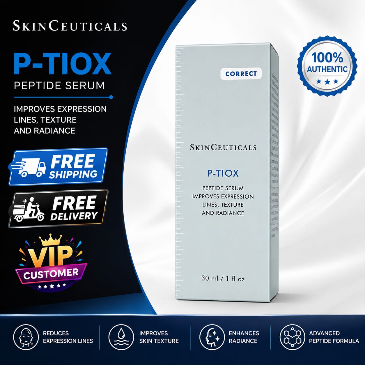 Skinceuticals p tiox P-Tiox Wrinkle Modulating Peptide Serum FullSize 1 Oz Seald