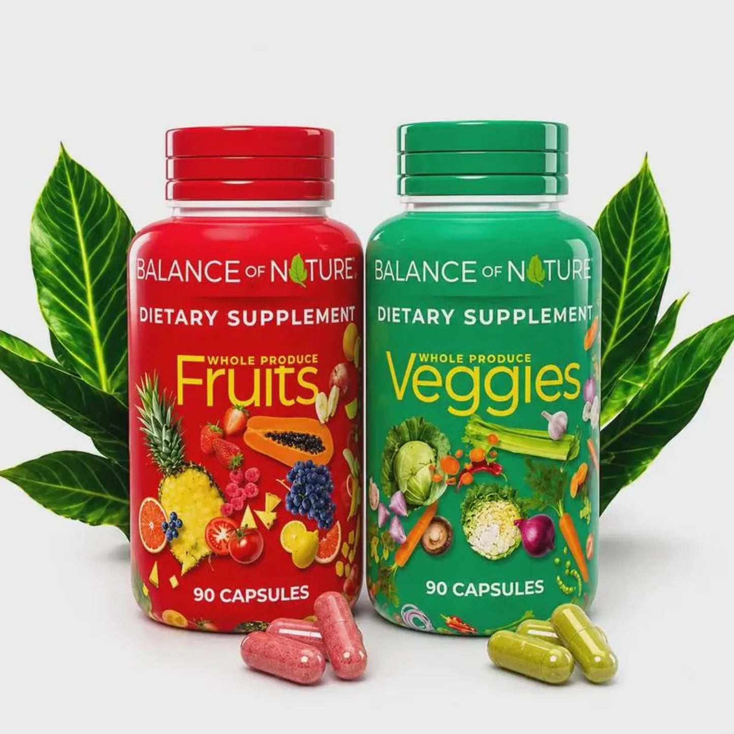 Balance of Nature Fruits & Veggies Whole Food Dietary Supplement Bundle | 90 Capsules Each | Factory Sealed