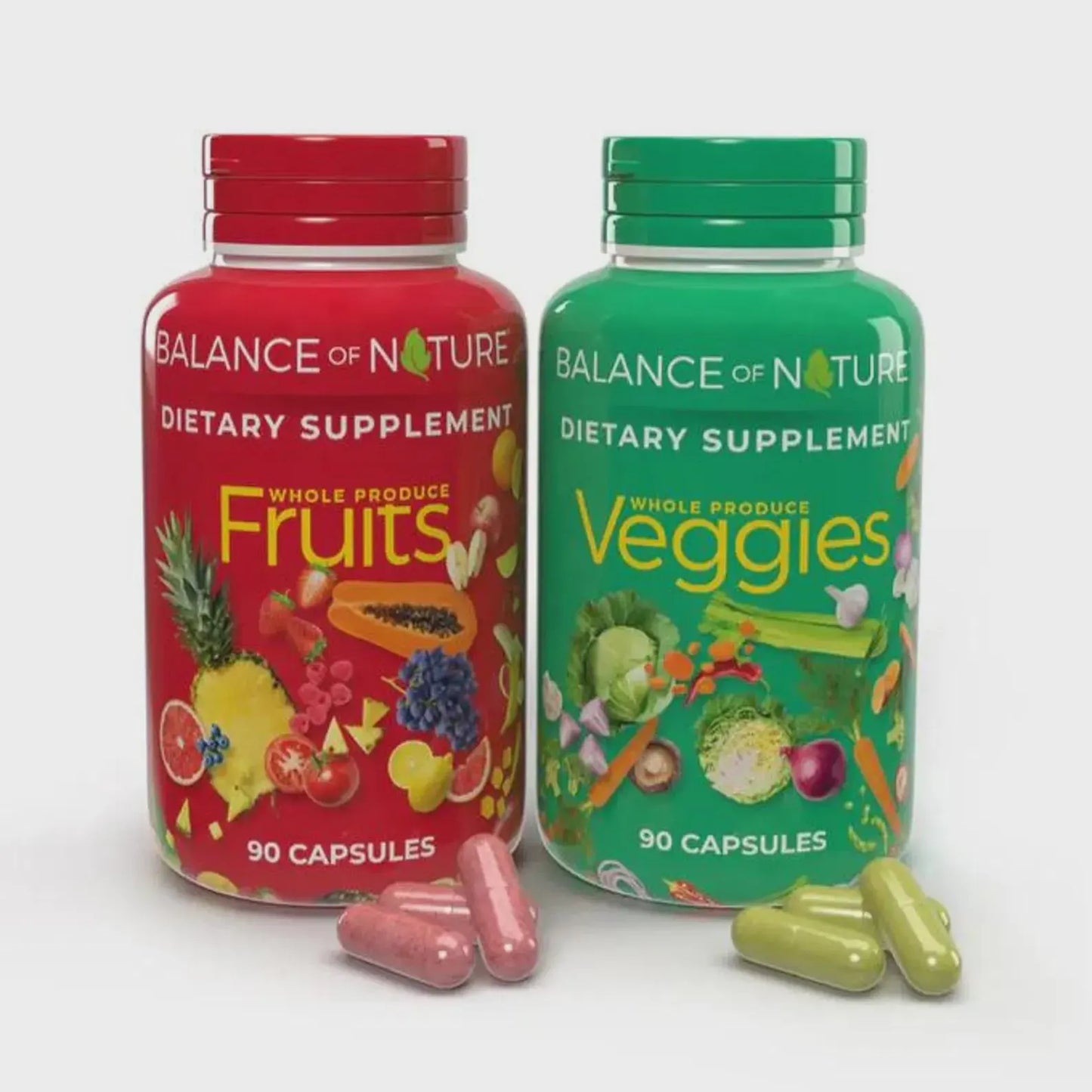 Balance of Nature Fruits & Veggies Whole Food Dietary Supplement Bundle | 90 Capsules Each | Factory Sealed