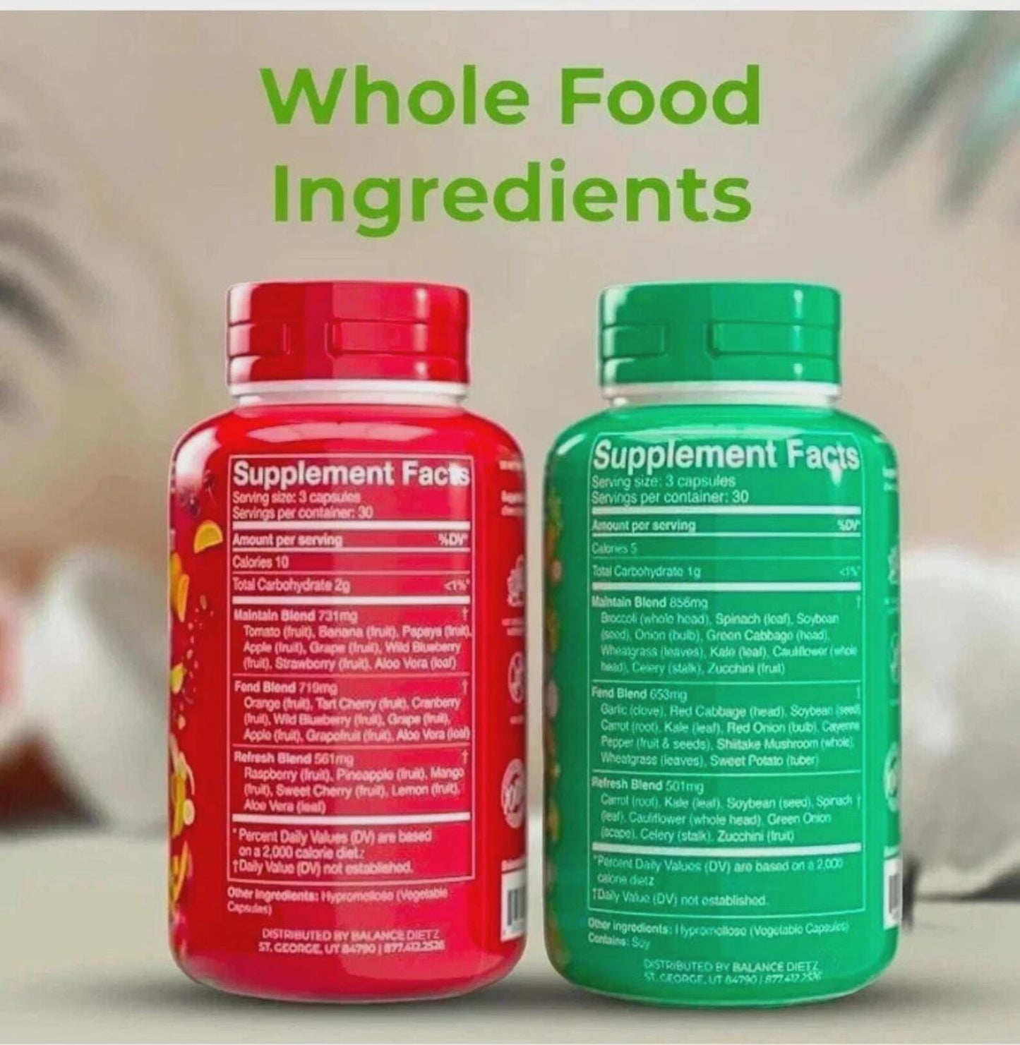 Balance of Nature Fruits & Veggies Whole Food Dietary Supplement Bundle | 90 Capsules Each | Factory Sealed
